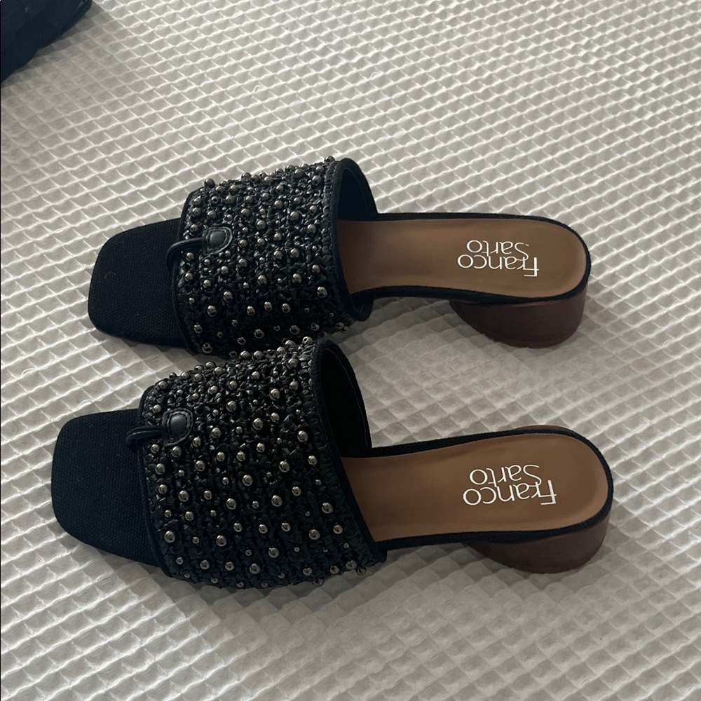 Franco Sarto Black Beaded Mules